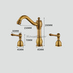 Brass bathroom basin mixer tap dual handle control additional view