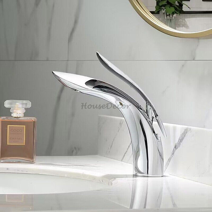 Modern bath shower mixer tap single lever control detail view