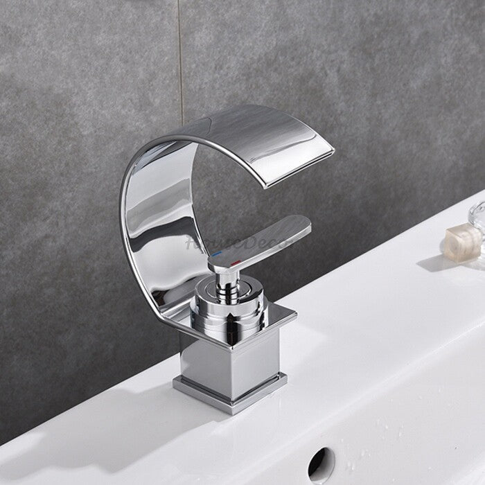 Modern bath shower mixer tap waterfall spout main view