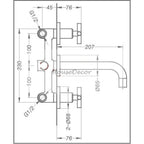 Chrome bathroom basin mixer tap wall mounted design detail view