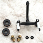 Modern Ceramic kitchen sink mixer tap swivel spout detail view