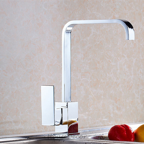 Chrome kitchen sink mixer tap swivel spout main view