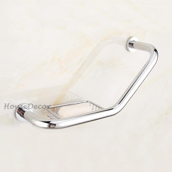 Modern bathroom grab bar safety grip detail view