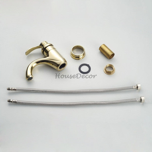 Gold Brass bath shower mixer tap single lever control detail view