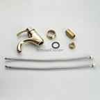 Gold Brass bath shower mixer tap single lever control detail view