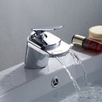 Chrome bath shower mixer tap waterfall spout detail view