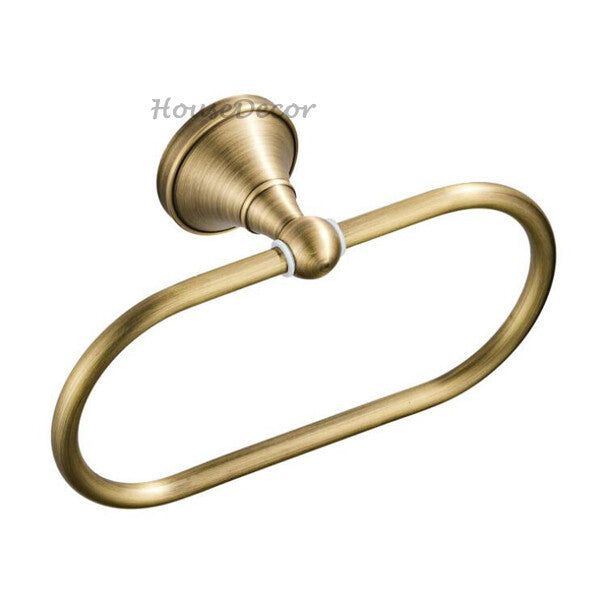 Antique Brass towel ring wall mounted design main view