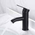 Matte Black bathroom basin mixer tap waterfall spout detail view