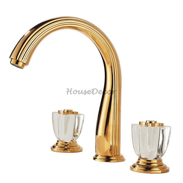 Gold bath shower mixer tap 3 hole installation additional view