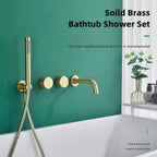 Gold Brass bath shower mixer tap wall mounted design detail view