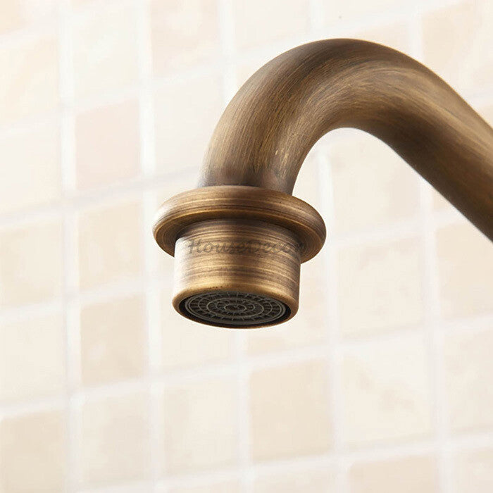 Antique Brass kitchen sink mixer tap swivel spout additional view