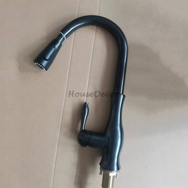Modern kitchen sink mixer tap pull out spray detail view