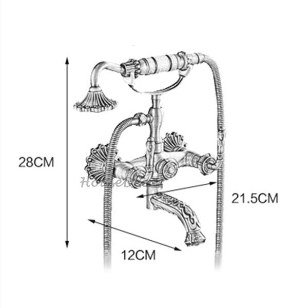 Antique Brass bath shower mixer tap wall mounted design additional view