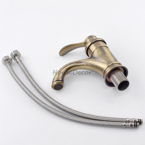Bronze bathroom basin mixer tap deck mounted design detail view