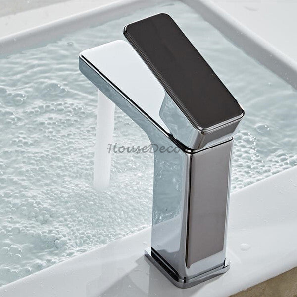 Chrome bath shower mixer tap deck mounted design detail view