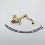 Gold Brass bath shower mixer tap swivel spout detail view
