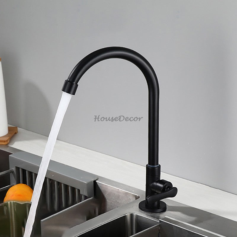 Matte Black kitchen sink mixer tap swivel spout detail view