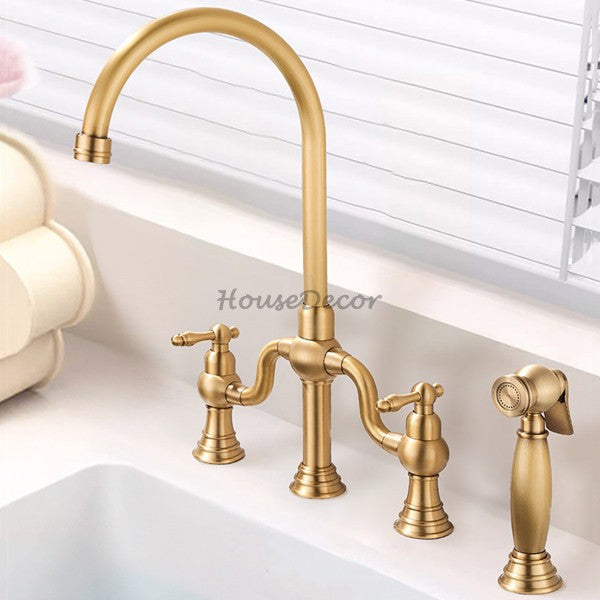 Modern kitchen sink mixer tap dual handle control additional view