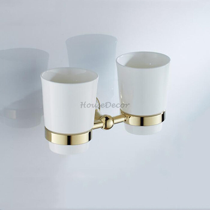 Gold Brass toothbrush holder wall mounted design main view