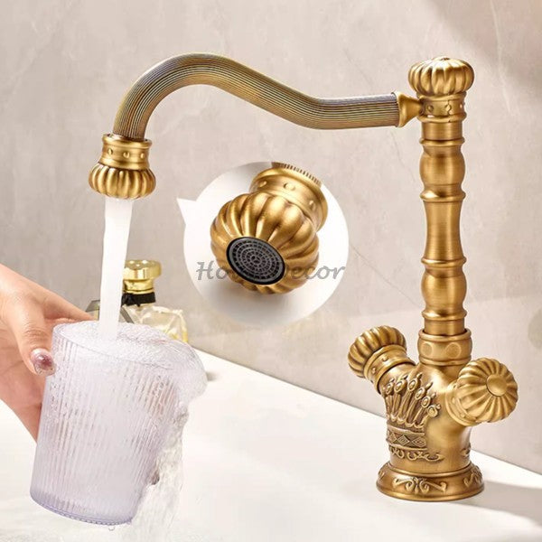 Antique Brass bath shower mixer tap swivel spout main view