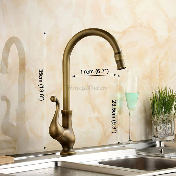 Antique Brass kitchen sink mixer tap swivel spout additional view