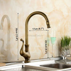 Antique Brass kitchen sink mixer tap swivel spout additional view