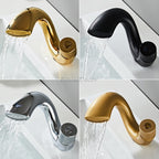 Brass bathroom basin mixer tap waterfall spout additional view