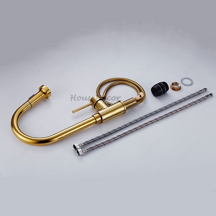 Gold kitchen sink mixer tap pull out spray additional view