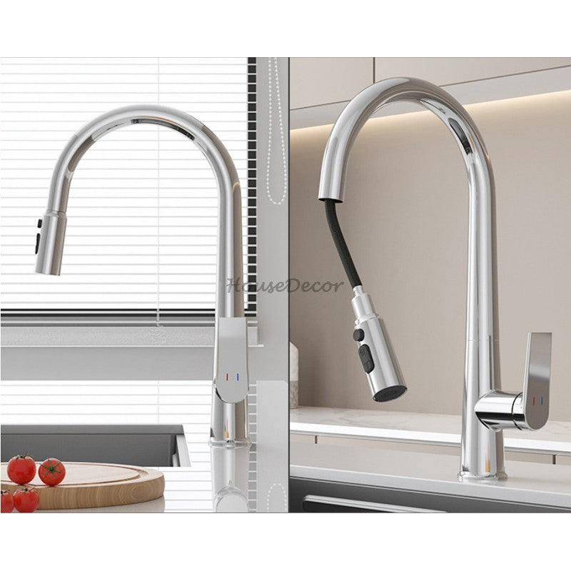 Modern kitchen sink mixer tap pull out spray additional view