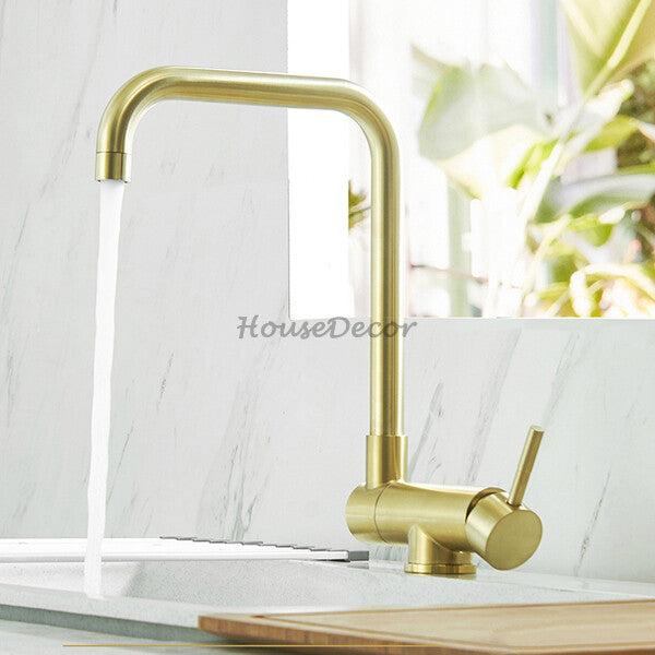 Brushed Gold kitchen sink mixer tap detailed product view detail view