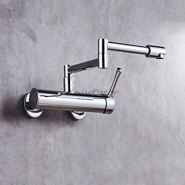 Chrome kitchen sink mixer tap swivel spout detail view