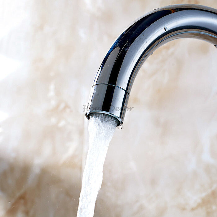 Modern bath shower mixer tap dual handle control detail view