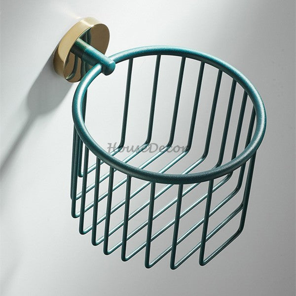 Green Brass toilet paper holder detailed product view detail view