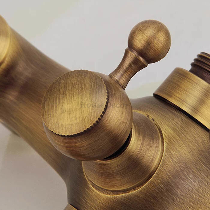 Antique Brass bath shower mixer tap deck mounted design detail view