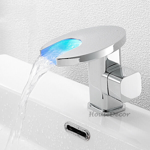 Modern bath shower mixer tap waterfall spout main view