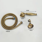 Antique Brass shower head handheld shower set detail view
