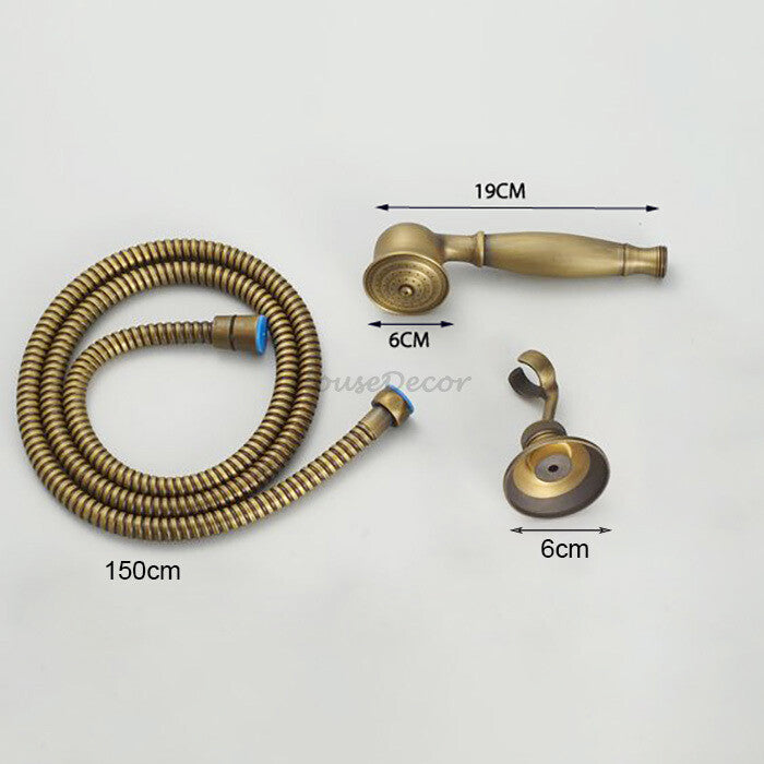Antique Brass shower head handheld shower set detail view