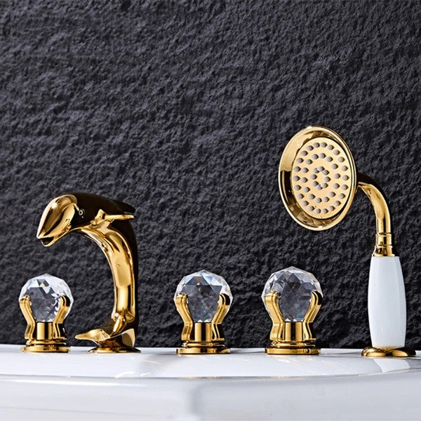 Gold bath shower mixer tap detailed product view detail view