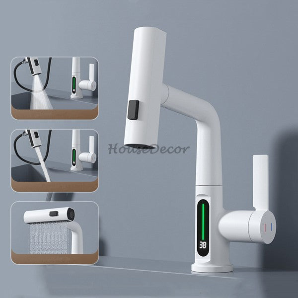 Modern bathroom basin mixer tap waterfall spout additional view