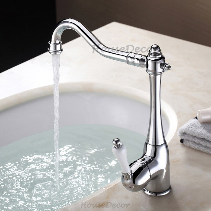 Modern Ceramic kitchen sink mixer tap swivel spout detail view