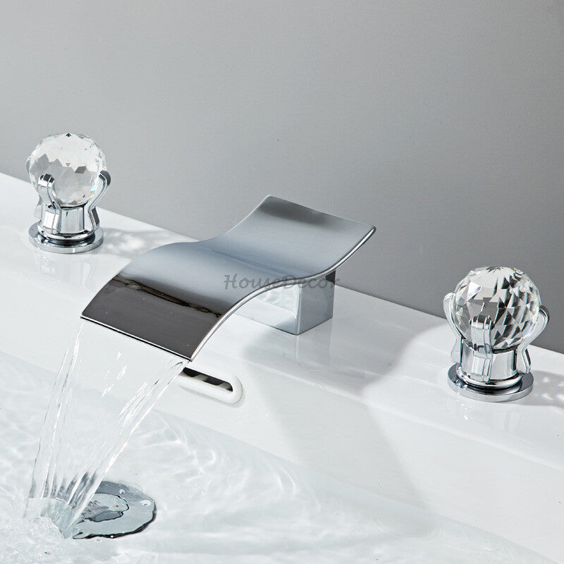 Modern bathroom basin mixer tap waterfall spout additional view