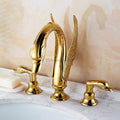 Gold bath shower mixer tap 3 hole installation detail view