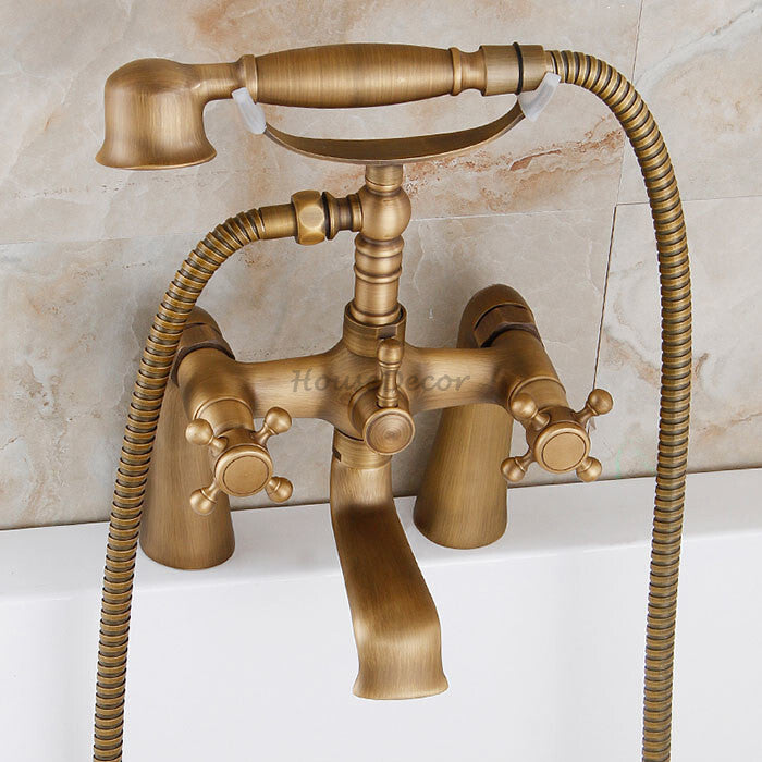 Antique Brass bath shower mixer tap deck mounted design main view