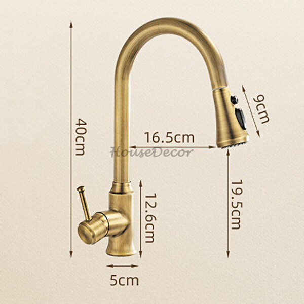 Antique Brass kitchen sink mixer tap pull out spray additional view