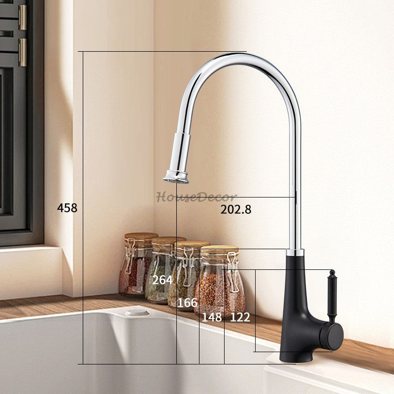 Modern Stainless Steel kitchen sink mixer tap pull out spray detail view