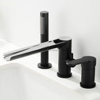 Modern bath shower mixer tap waterfall spout detail view