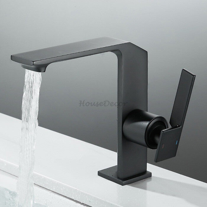 Modern bath shower mixer tap waterfall spout detail view