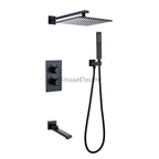 Modern bath shower mixer tap thermostatic control detail view