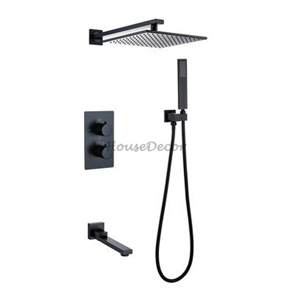 Modern bath shower mixer tap thermostatic control detail view