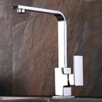 Brass kitchen sink mixer tap swivel spout detail view